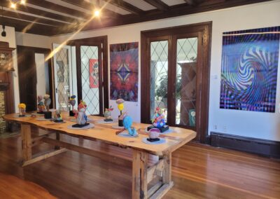 Gallery installation in dining room of Colorblends House and Spring Garden